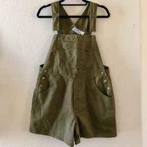 Vintage Army Green Overall Shorts
